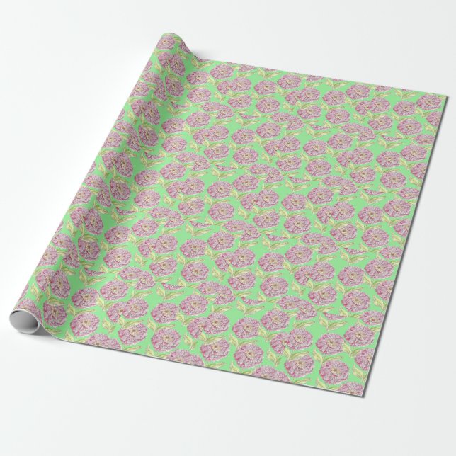 Zinnia Pattern Wrapping Paper (Unrolled)