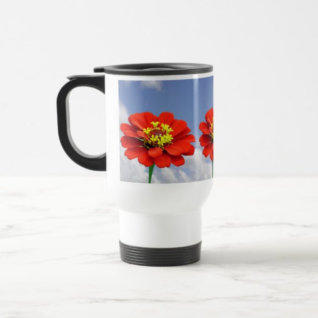 Zinnia red flowers Mug (Left)
