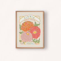 Zinnia Seed Packet Poster