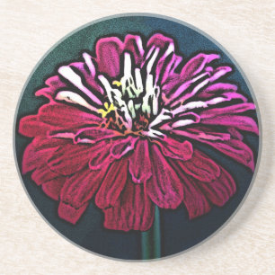 Zinnia Woodcut Coaster