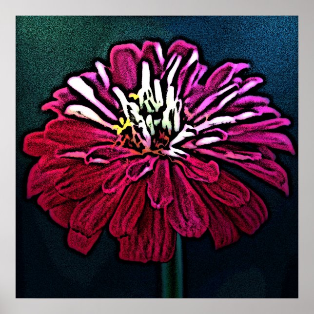 Zinnia Woodcut Poster (Front)