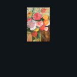Zinnias and Asters | Tadeusz Makowski Canvas Print<br><div class="desc">Zinnias and Asters in a Glass Jar (1920) by Tadeusz Makowski (Polish, 1882–1932) is a charming and modern still life that blends simplicity with vivid colour. Known for his poetic and stylised approach, Makowski presents a modest arrangement of bright zinnias and asters in a transparent jar, using clear lines and...</div>