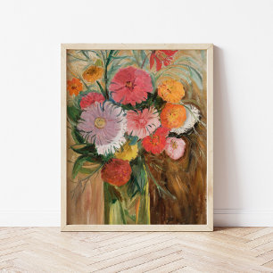 Zinnias and Asters Tadeusz Makowski Poster