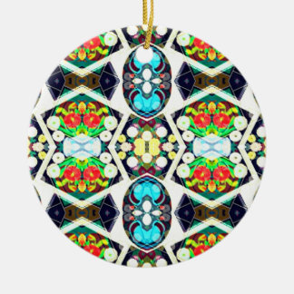 Zinnias Blue Ceramic Tree Decoration