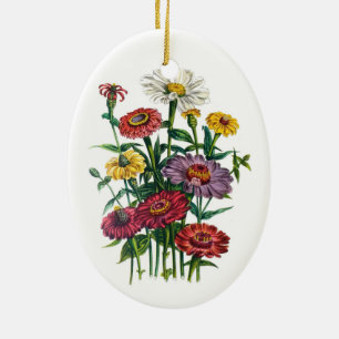 Zinnias Ceramic Tree Decoration