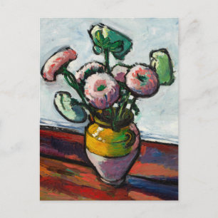 Zinnias Floral Painting Postcard