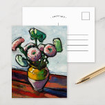 Zinnias | Henry Lyman Saÿen Postcard<br><div class="desc">Zinnias (1909-1912) by American artist Henry Lyman Saÿen. Saÿen was an electrical engineer who also distinguished himself as an abstract artist. In 1906, he became enamoured with modern art. Many of his paintings are strongly influenced by the bright colours, abstract forms and rapid brushstrokes of other famous modern artists at...</div>