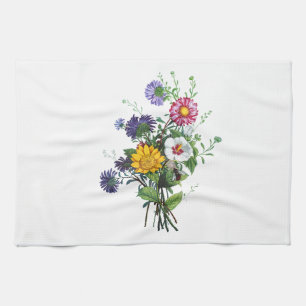 Zinnias, Hollyhocks & Sunflower Bouquet by Prevost Tea Towel