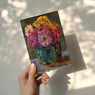 Zinnias in a Green Jar   Floris Verster Card