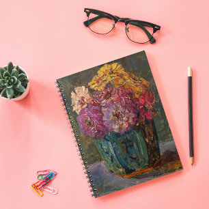 Zinnias in a Green Jar Floris Verster Notebook