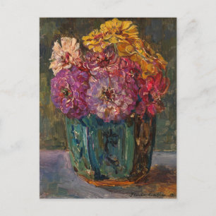 Zinnias in a Green Jar   Floris Verster Postcard