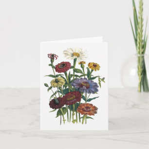 Zinnias Watercolor Blank Note Card