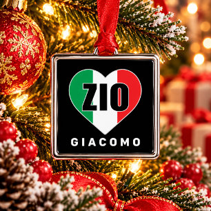 Zio Christmas Italian Flag Heart Ornament