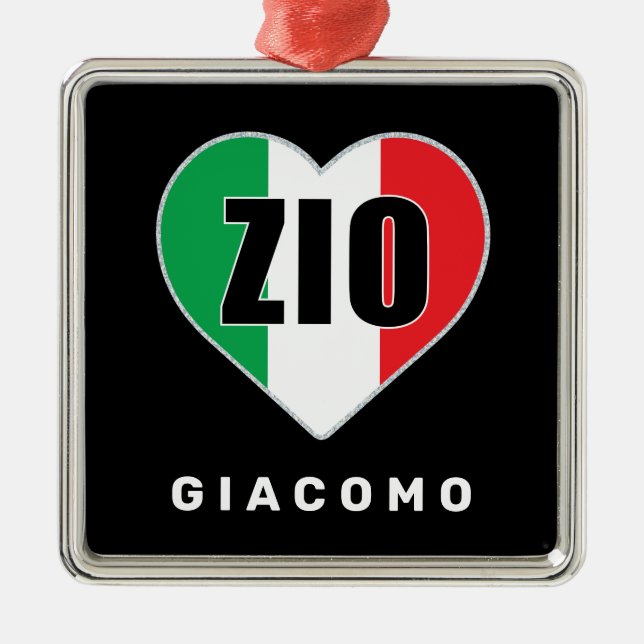 Zio Christmas Italian Flag Heart Ornament (Front)