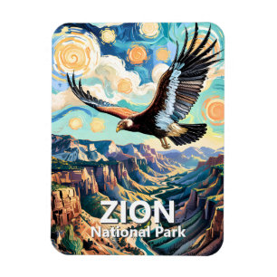 Zion Canyon Bird California Condor Vivid Van Gogh Magnet