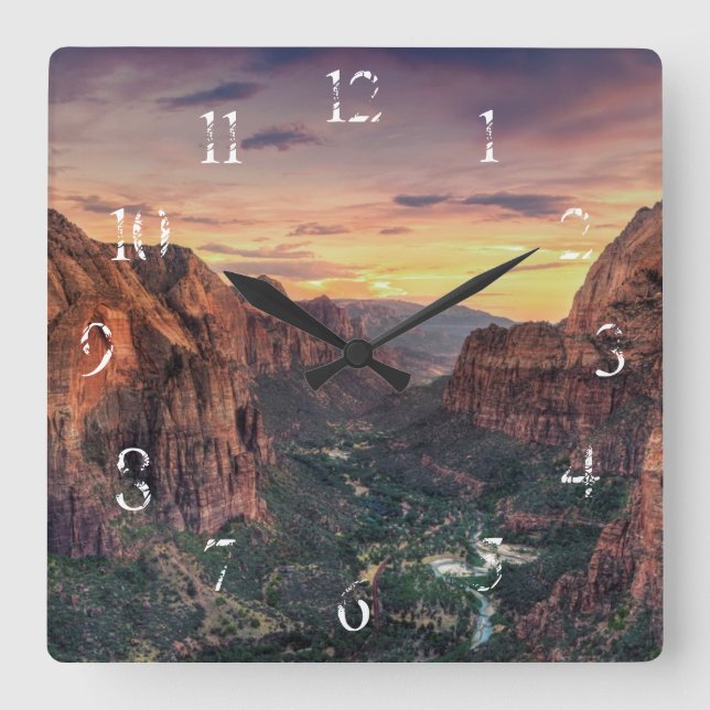 Zion Canyon National Park Square Wall Clock (Front)