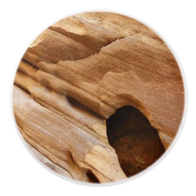 Zion Canyon Wall I Abstract Nature Photography Ceramic Knob (Front)