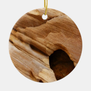 Zion Canyon Wall I Abstract Nature Photography Ceramic Tree Decoration