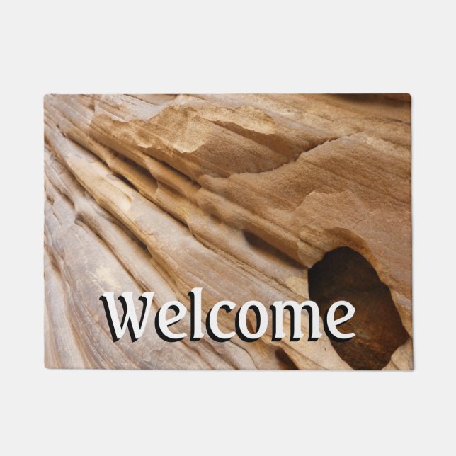 Zion Canyon Wall I Abstract Nature Photography Doormat (Front)