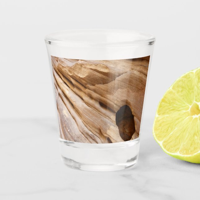 Zion Canyon Wall I Abstract Nature Photography Shot Glass (Front)