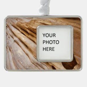 Zion Canyon Wall I Abstract Nature Photography Silver Plated Framed Ornament