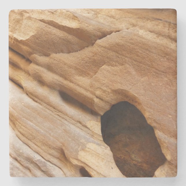 Zion Canyon Wall I Abstract Nature Photography Stone Coaster (Front)