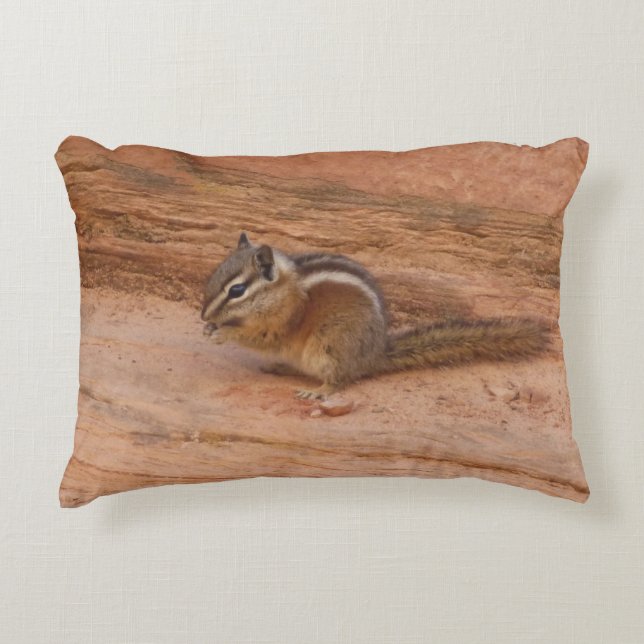 Zion Chipmunk on Red Rocks Decorative Cushion (Front)