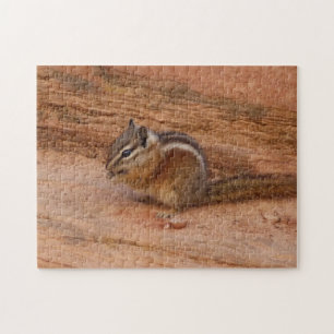 Zion Chipmunk on Red Rocks Jigsaw Puzzle