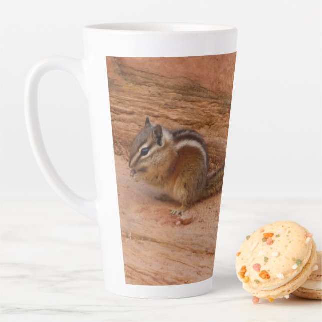 Zion Chipmunk on Red Rocks Latte Mug (In Situ)