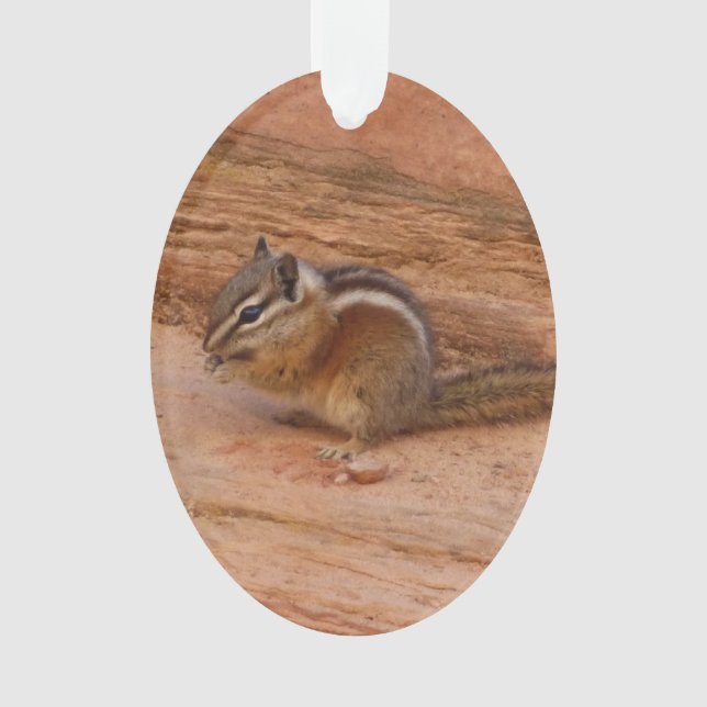 Zion Chipmunk on Red Rocks Ornament (Front)