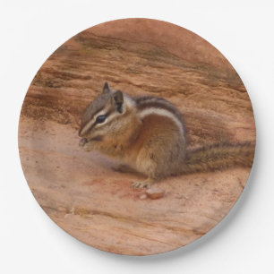 Zion Chipmunk on Red Rocks Paper Plate