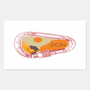 Zion Climbing Carabiner Rectangular Sticker