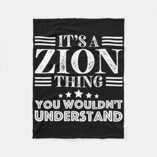 Zion First Name Personal Birthday Fathers Day Men Fleece Blanket