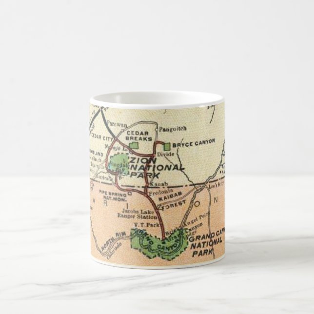 Zion - Grand Canyon Map Mug (Center)
