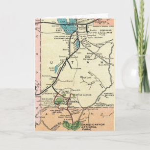 Zion - Grand Canyon Vintage Map  Card