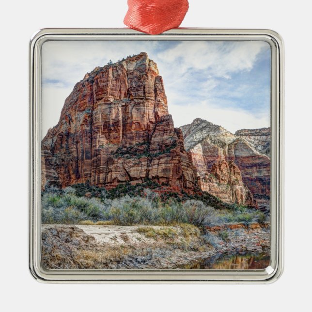 Zion National Park Angels Landing - Digital Paint Metal Tree Decoration (Front)