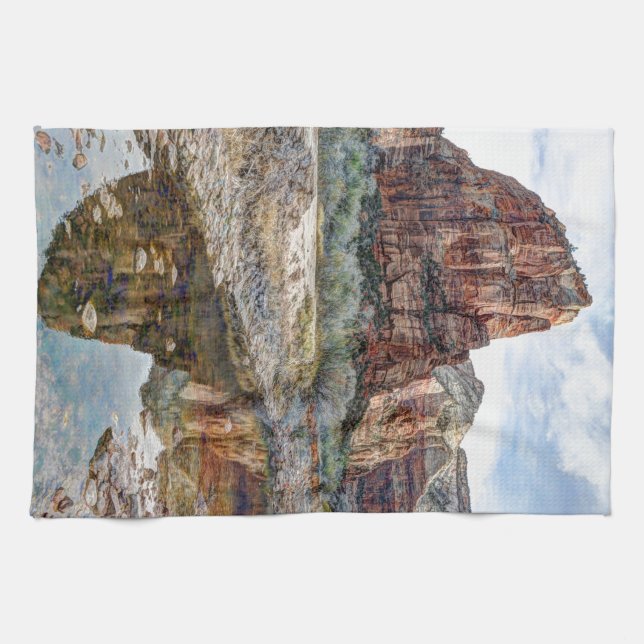 Zion National Park Angels Landing - Digital Paint Tea Towel (Horizontal)