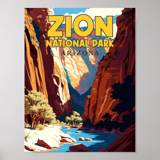 Zion National Park Arizona vintage travel Poster (Front)
