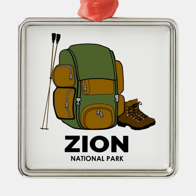 Zion National Park Backpack Metal Tree Decoration (Front)