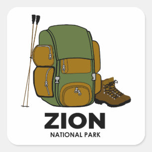 Zion National Park Backpack Square Sticker