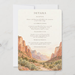 Zion National Park Canyon Wedding Details Invitation
