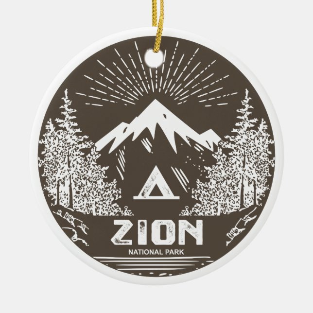 Zion National Park Ceramic Tree Decoration (Front)