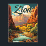 Zion National Park Illustration Retro Postcard<br><div class="desc">Zion vector artwork design. The park is a southwest Utah nature preserve distinguished by Zion Canyon’s steep red cliffs.</div>