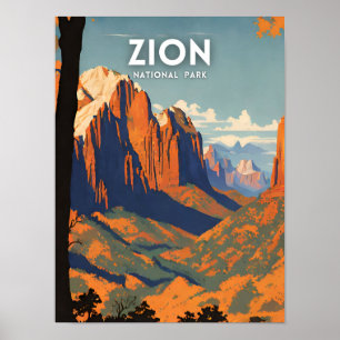 Zion National Park illustration retro Poster