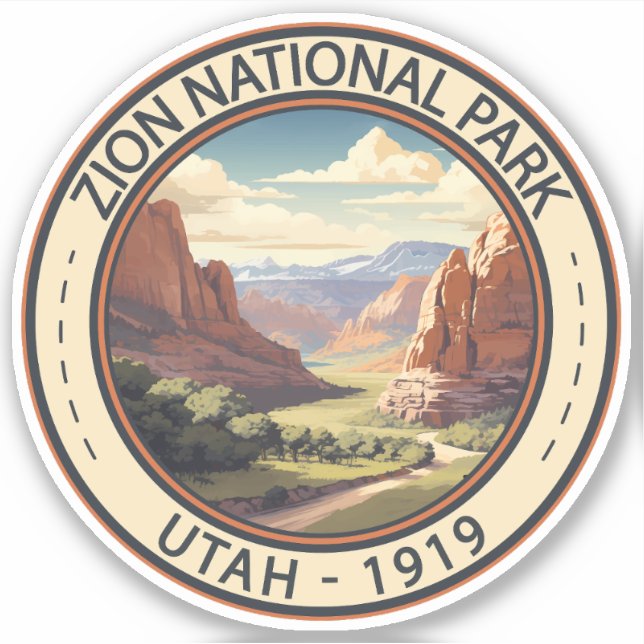 Zion National Park Illustration Travel Art (Front)