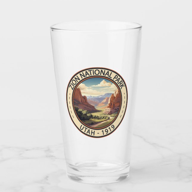 Zion National Park Illustration Travel Art Glass (Front)