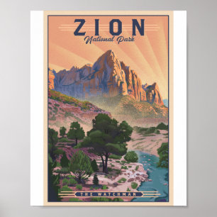 Zion National Park Litho Artwork Poster