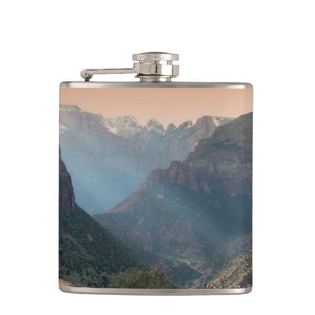 Zion National Park Mountains Landscape Hip Flask (Front)