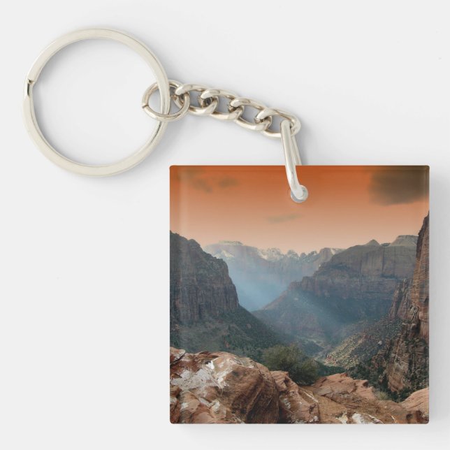 Zion National Park Mountains Landscape Key Ring (Front)