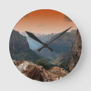 Zion National Park Mountains Landscape Round Clock